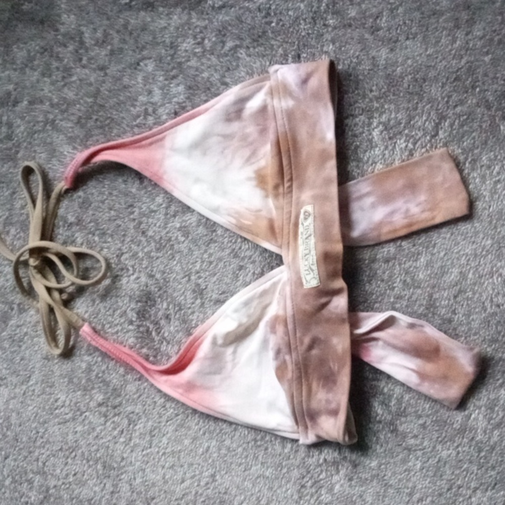 Vintage Y2K Lucky Brand halter style bikini top tie dye TOP ONLY